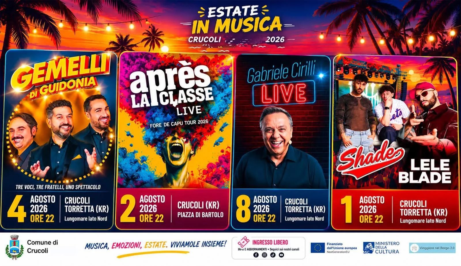 Locandina Shade e Lele Blade Live 2026 — Estate in Musica Crucoli a Crucoli (Crotone)