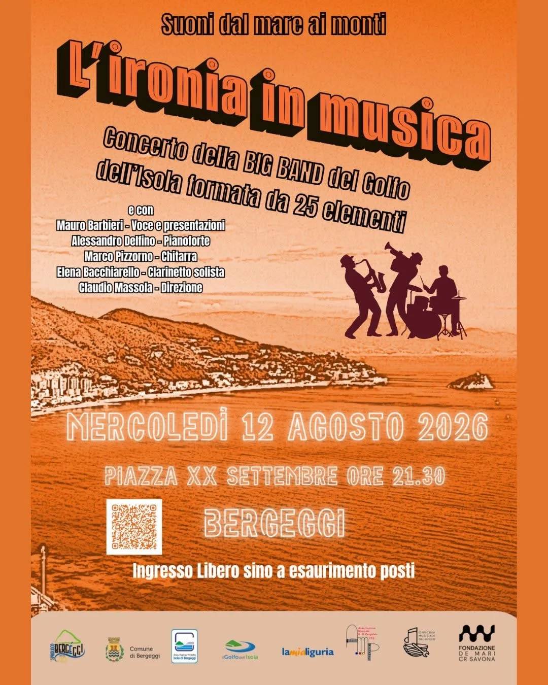 Locandina L'ironia in musica — Big Band del Golfo 2026 a Bergeggi (Savona)
