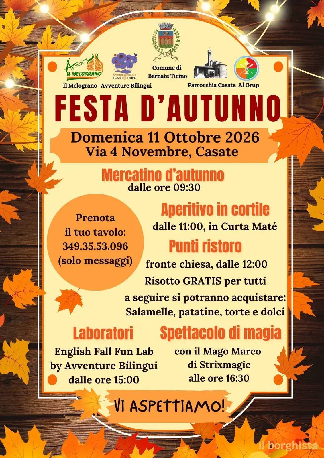 Locandina Festa d'Autunno 2026 a Bernate Ticino (Milano)