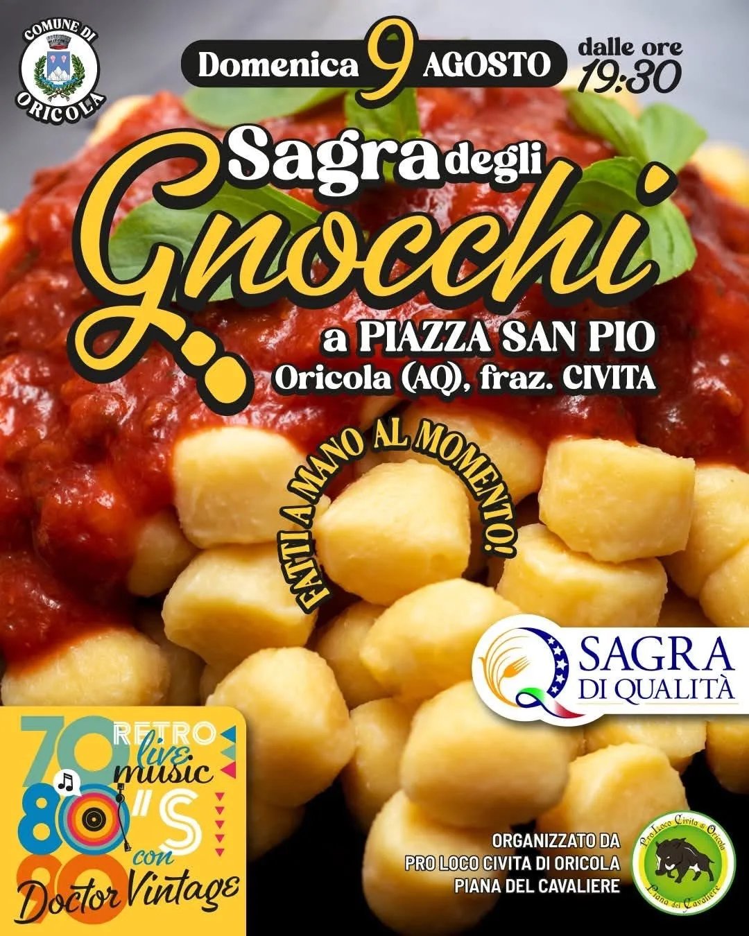Locandina Sagra degli Gnocchi 2026 a Oricola (L'aquila)