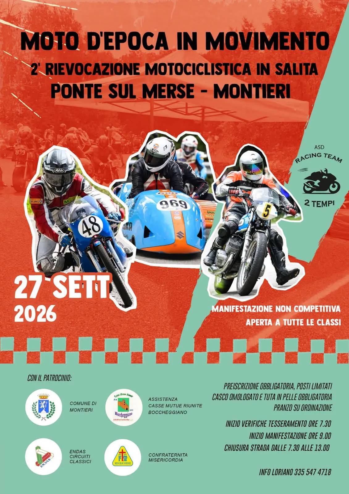 Locandina 2ª Rievocazione Motociclistica in Salita 2026 a Montieri (Grosseto)