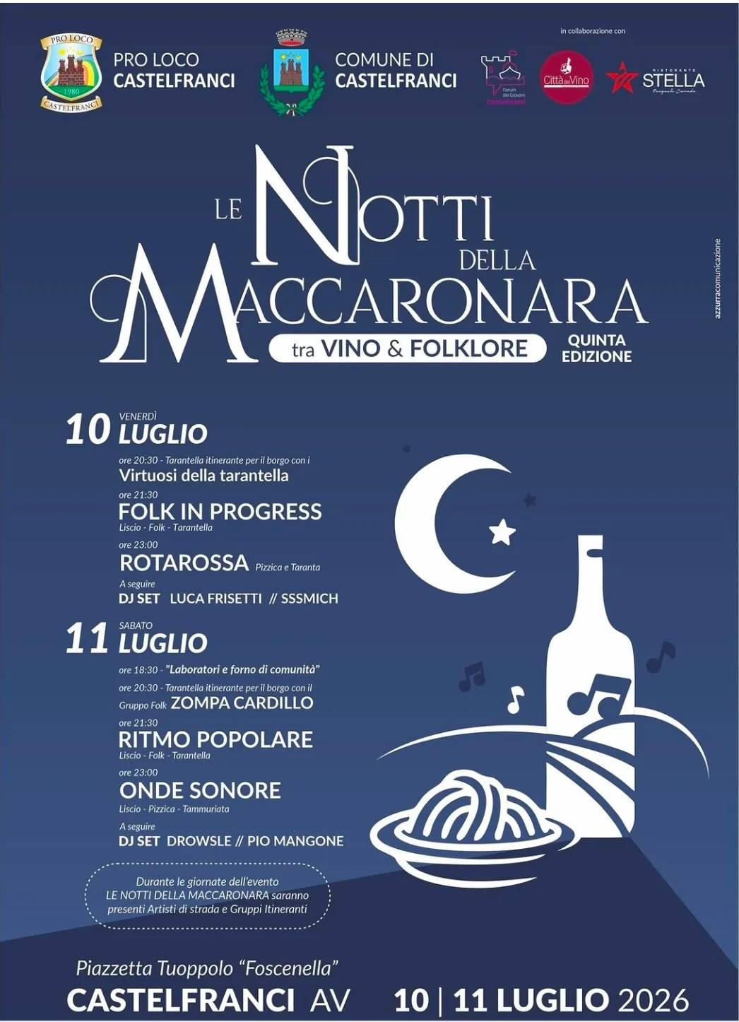 Locandina Le Notti della Maccaronara — Quinta Edizione 2026 a Castelfranci (Avellino)