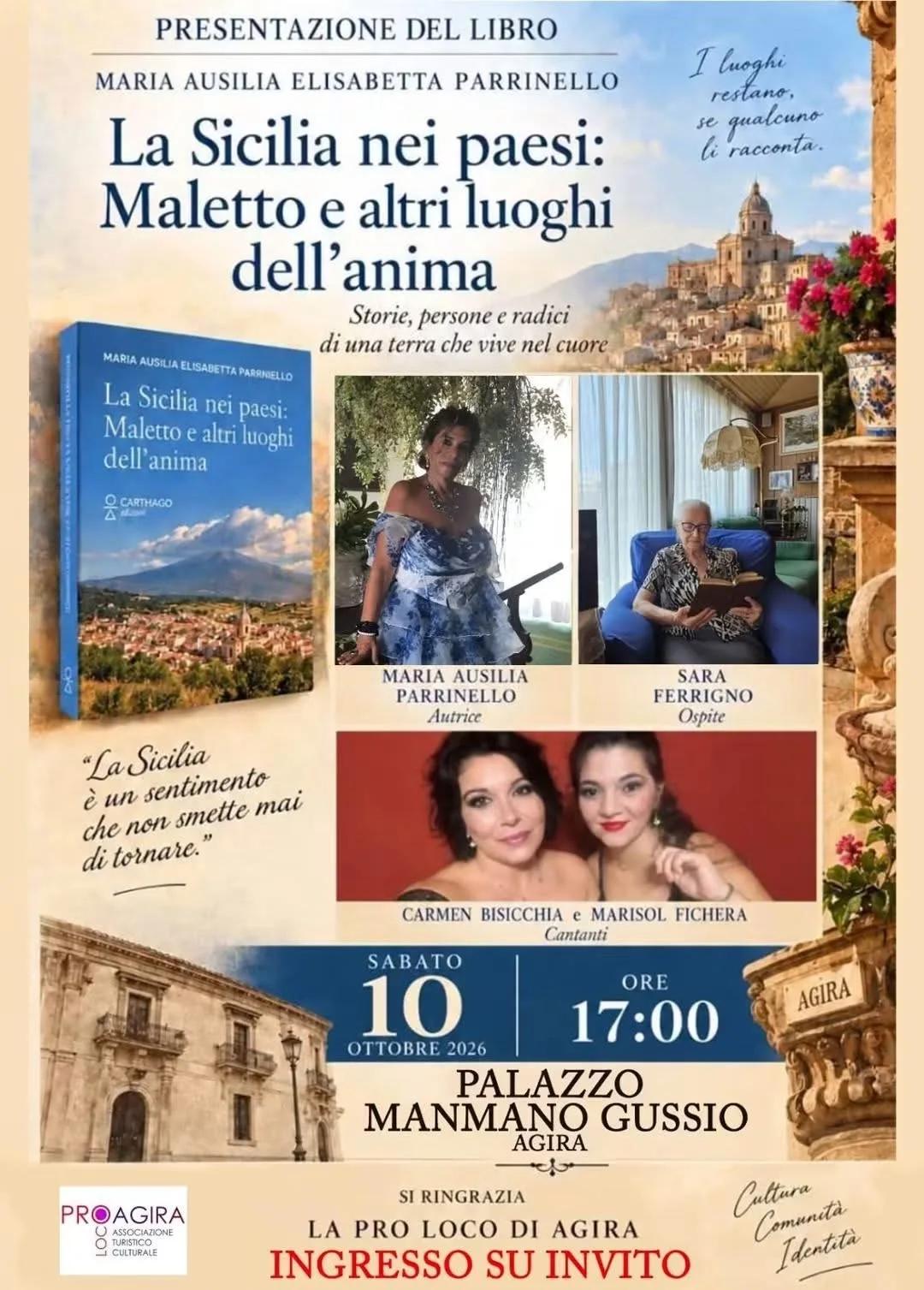 Locandina Presentazione del Libro 2026 a Agira (Enna)