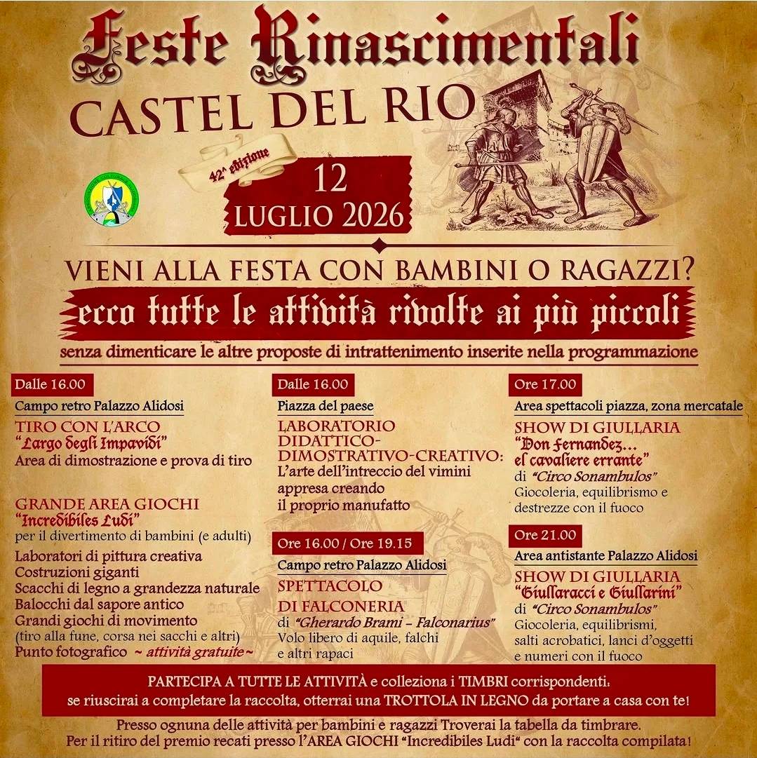 Locandina 42ª Feste Rinascimentali Castel del Rio 2026 a Castel del Rio (Bologna)