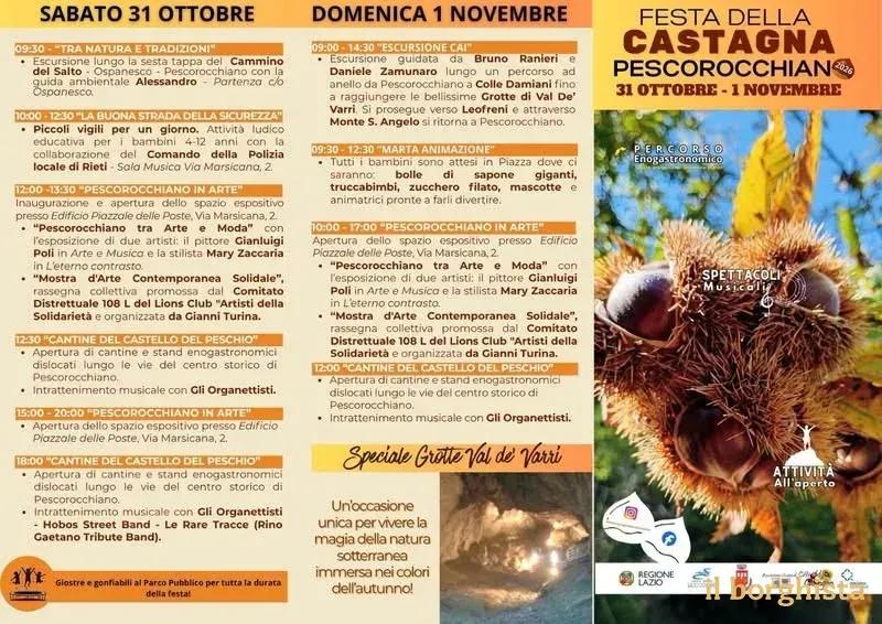 Locandina Festa della Castagna 2026 a Pescorocchiano (Rieti)