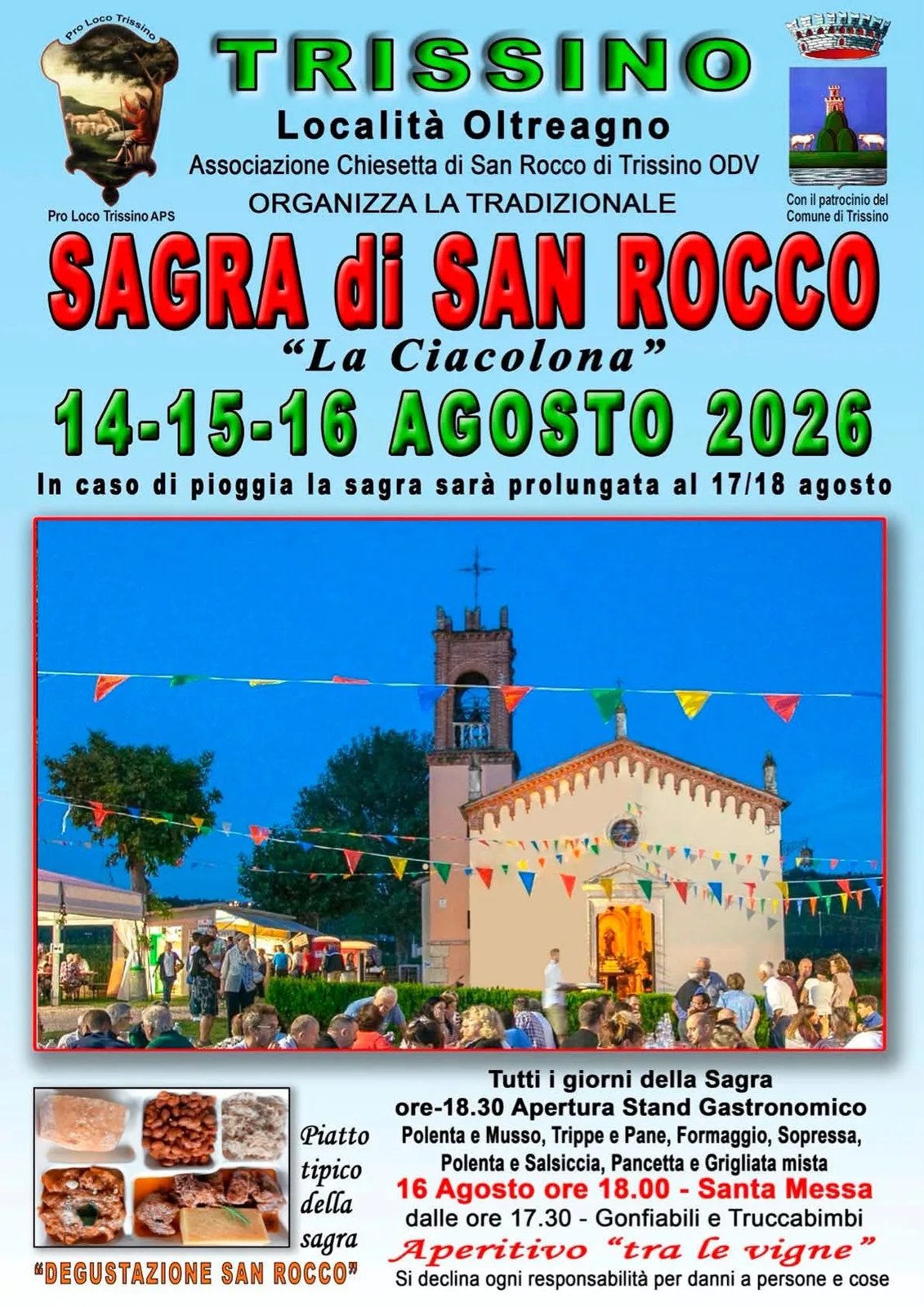 Locandina Sagra di San Rocco 2026 "La Ciacolona" a Trissino (Vicenza)