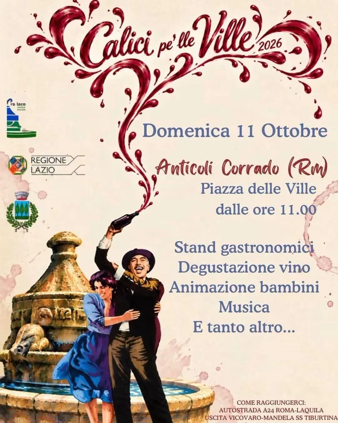 Locandina Calici pe' lle Ville 2026 a Anticoli Corrado (Roma)
