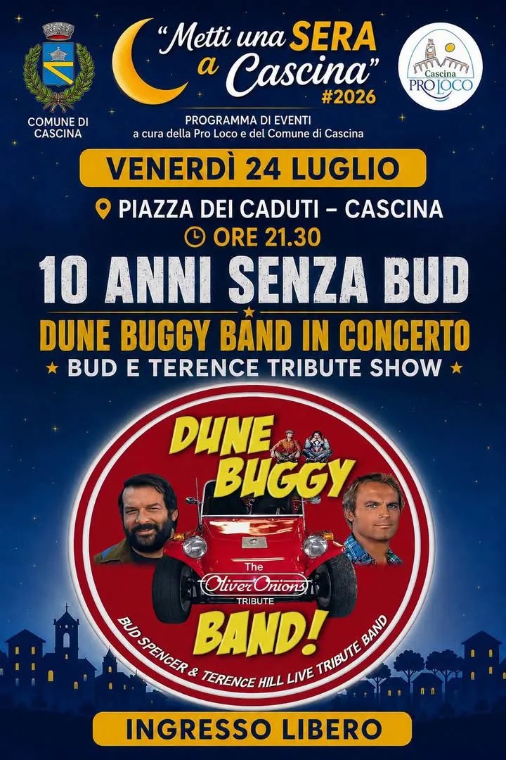 Locandina 10 Anni Senza Bud - Dune Buggy Band 2026 a Cascina (Pisa)