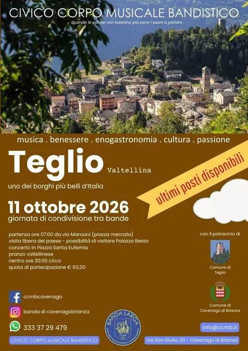 Locandina Civico Corpo Musicale Bandistico 2026 a Teglio (Sondrio)