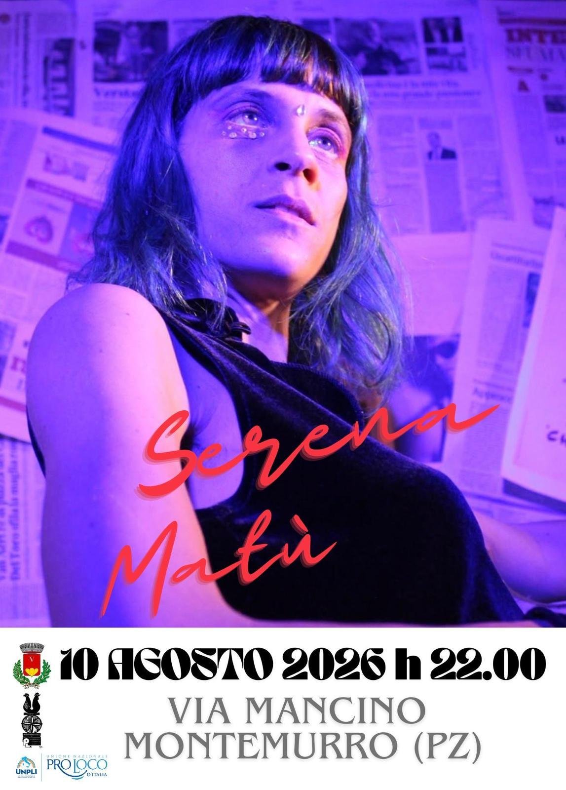 Locandina Serena Matù in concerto 2026 a Montemurro (Potenza)