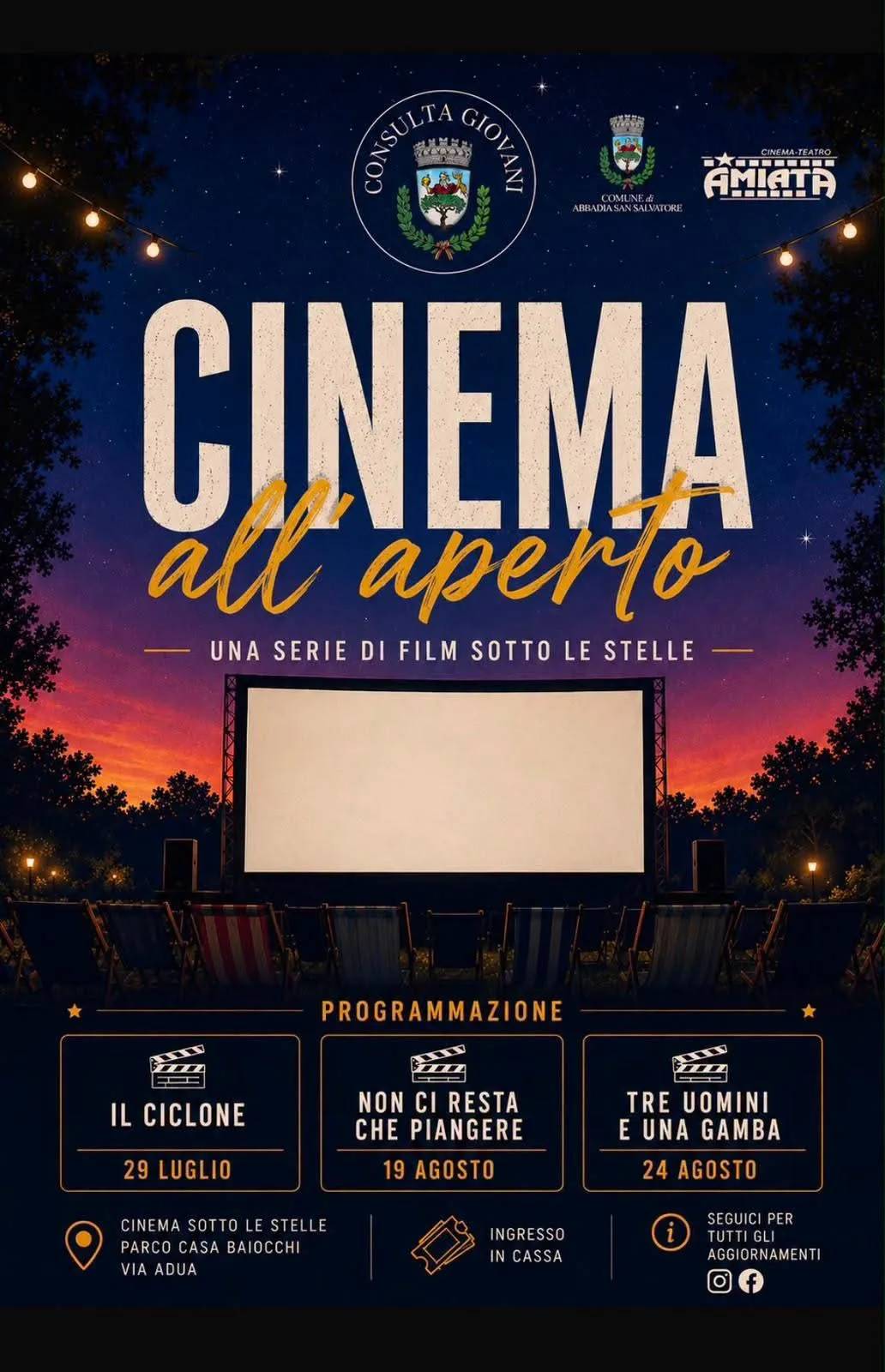 Locandina Il Ciclone — Cinema all'aperto 2026 a Abbadia San Salvatore (Siena)