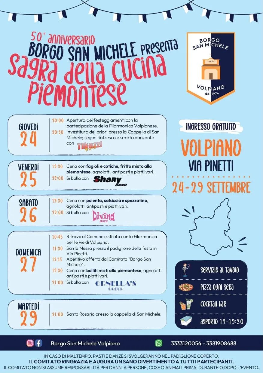 Locandina 50ª Sagra della cucina Piemontese 2026 a Volpiano (Torino)