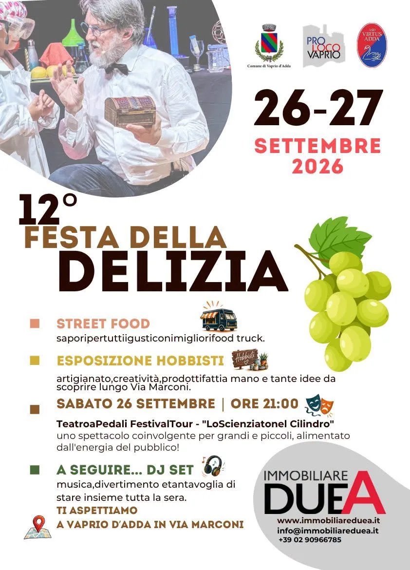 Locandina 12ª Festa della Delizia 2026 a Vaprio d'Adda (Milano)