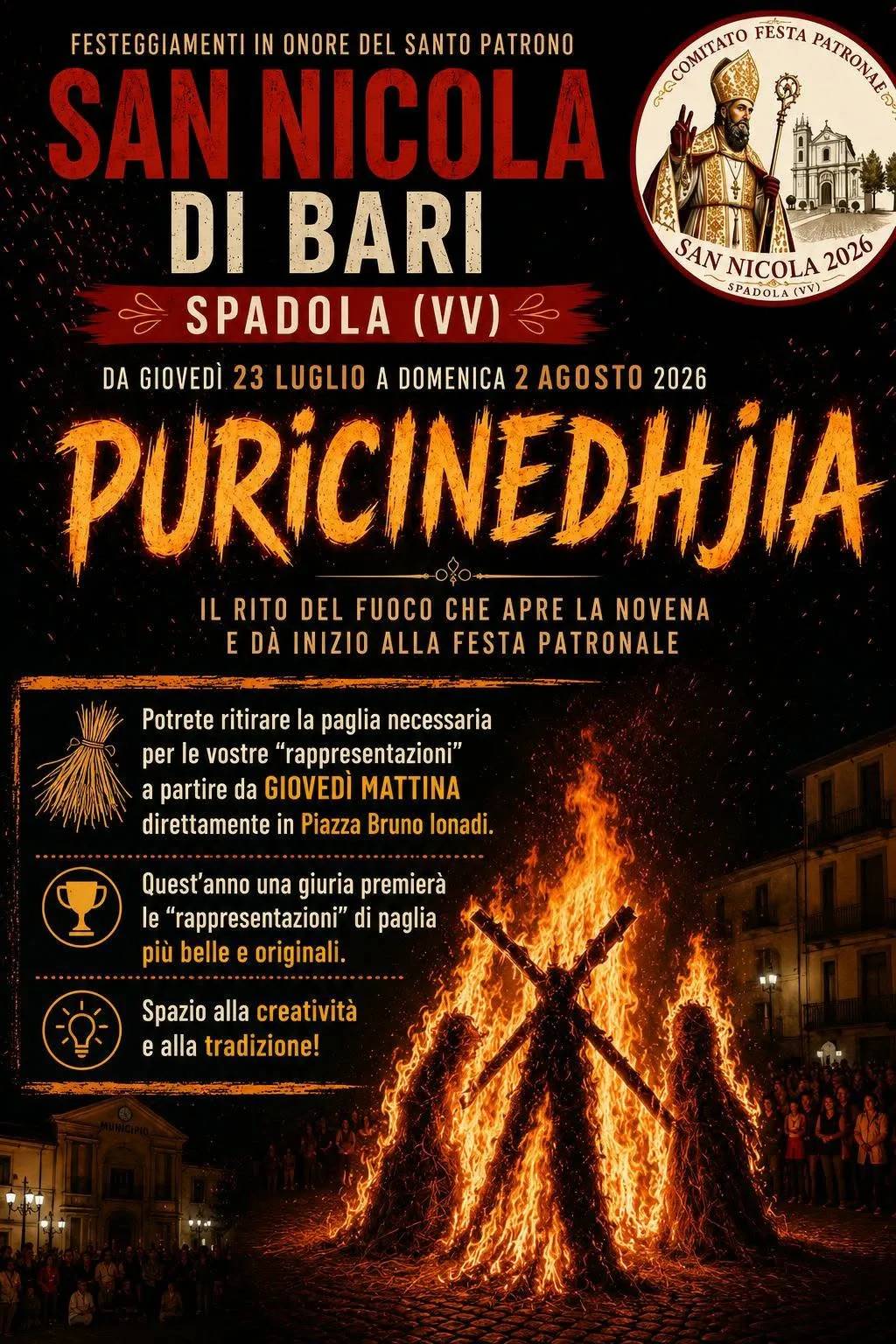 Locandina Festeggiamenti di San Nicola di Bari 2026 a Spadola (Vibo valentia)