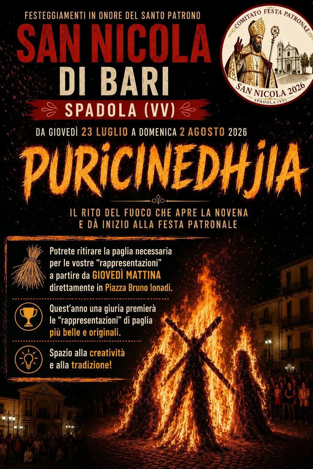 Locandina Festeggiamenti di San Nicola di Bari 2026 a Spadola (Vibo valentia)