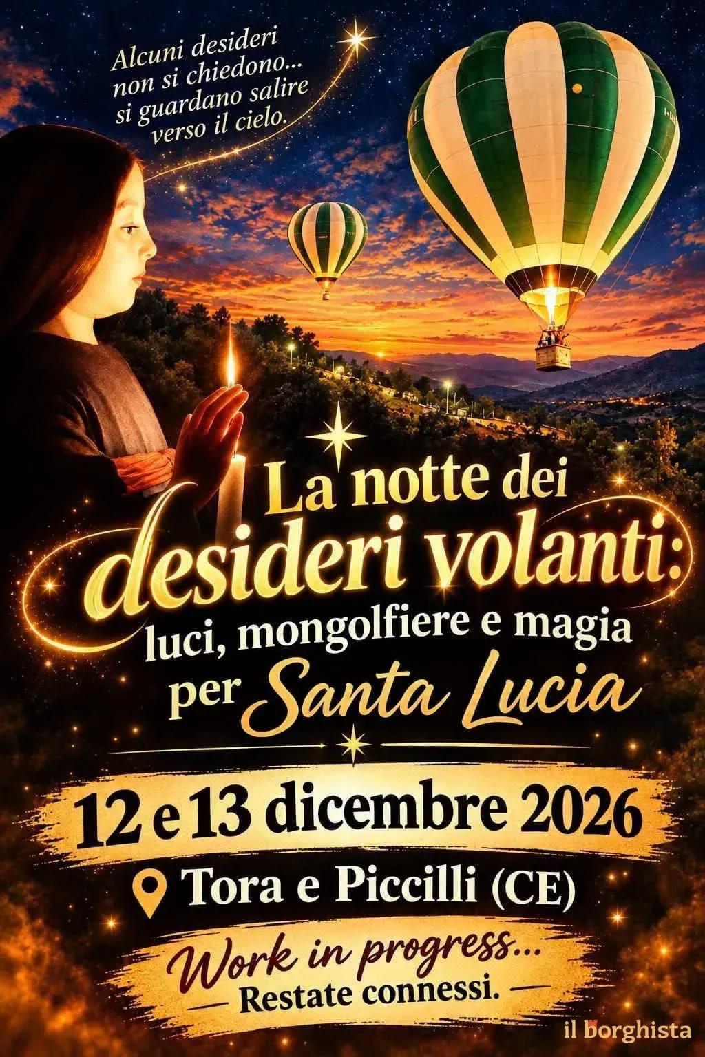 Locandina La notte dei desideri volanti 2026 a Tora e Piccilli (Caserta)