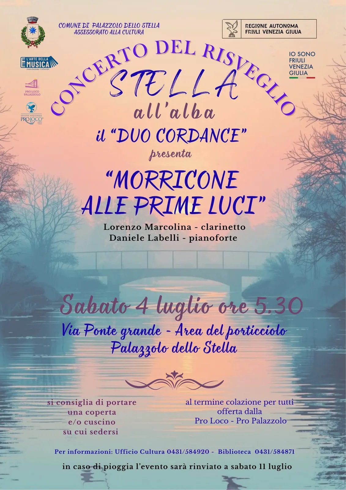 Locandina Concerto del Risveglio Stella 2026 a Palazzolo dello Stella (Udine)