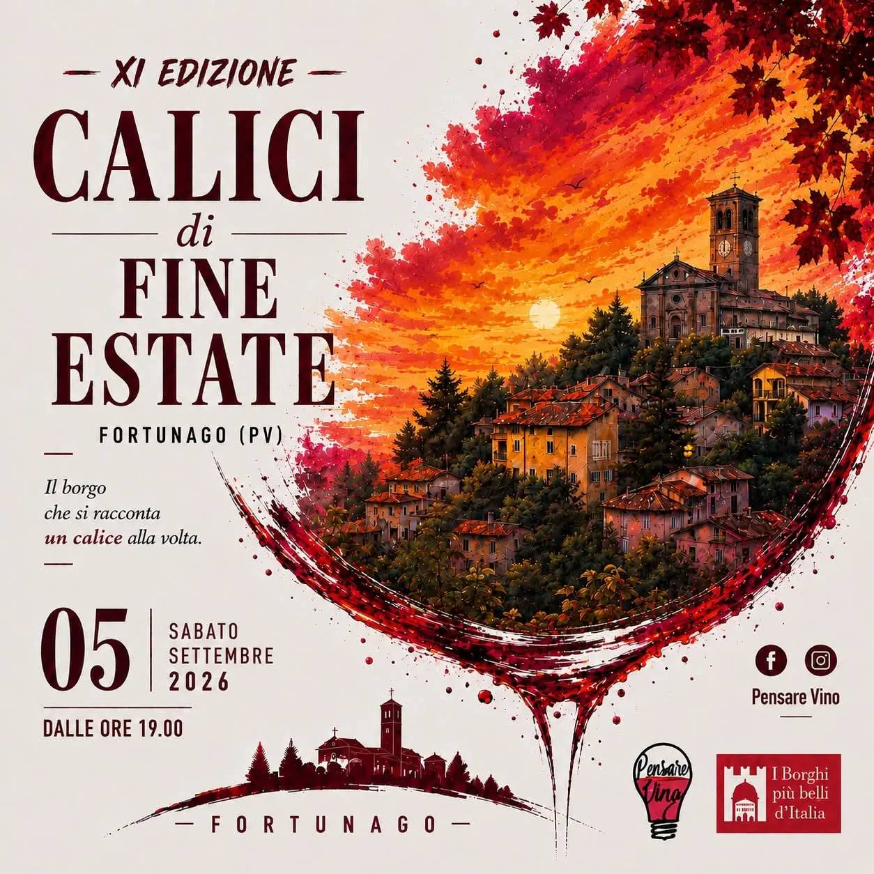 Locandina 11ª Calici di Fine Estate 2026 a Fortunago (Pavia)