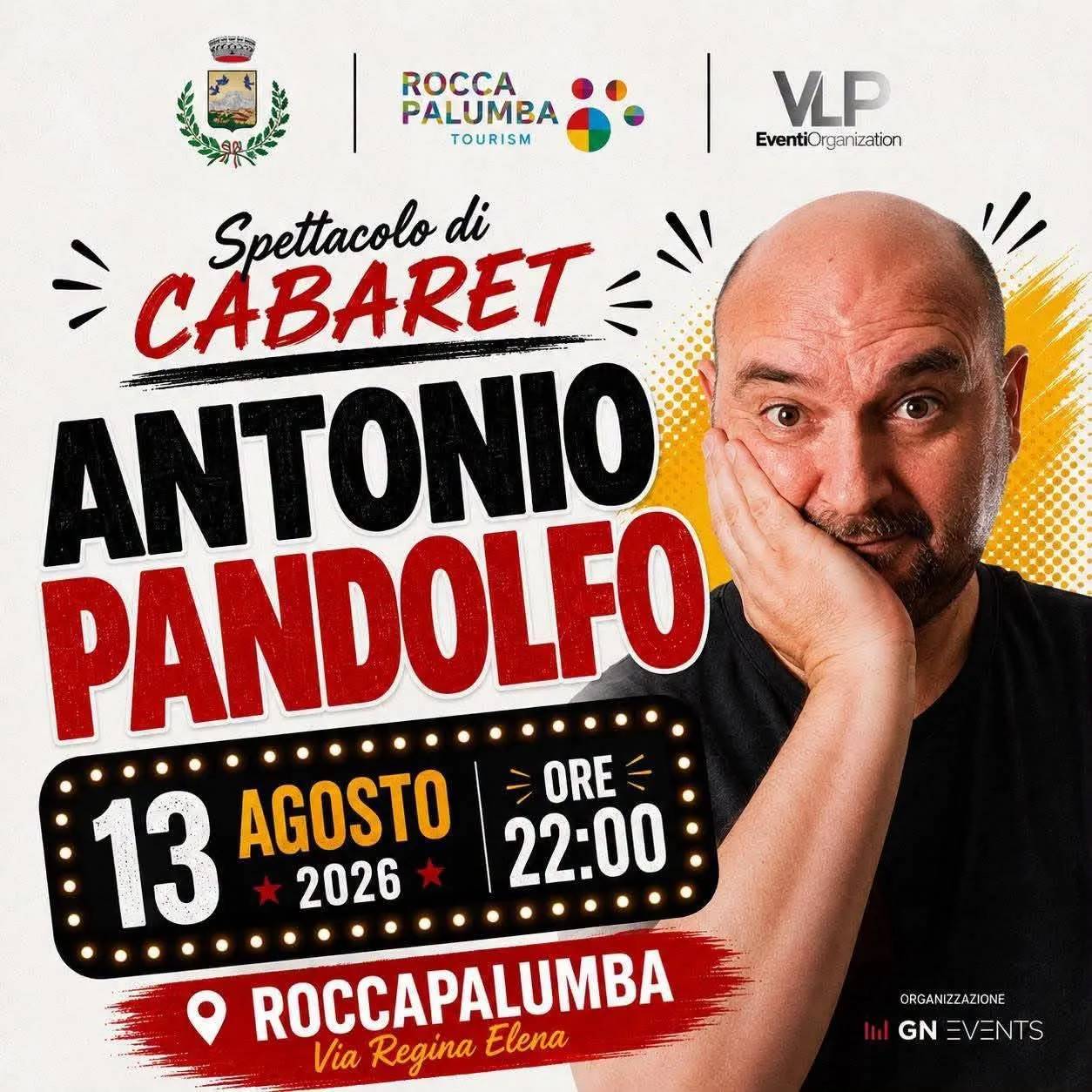 Locandina Spettacolo di Cabaret Antonio Pandolfo 2026 a Roccapalumba (Palermo)