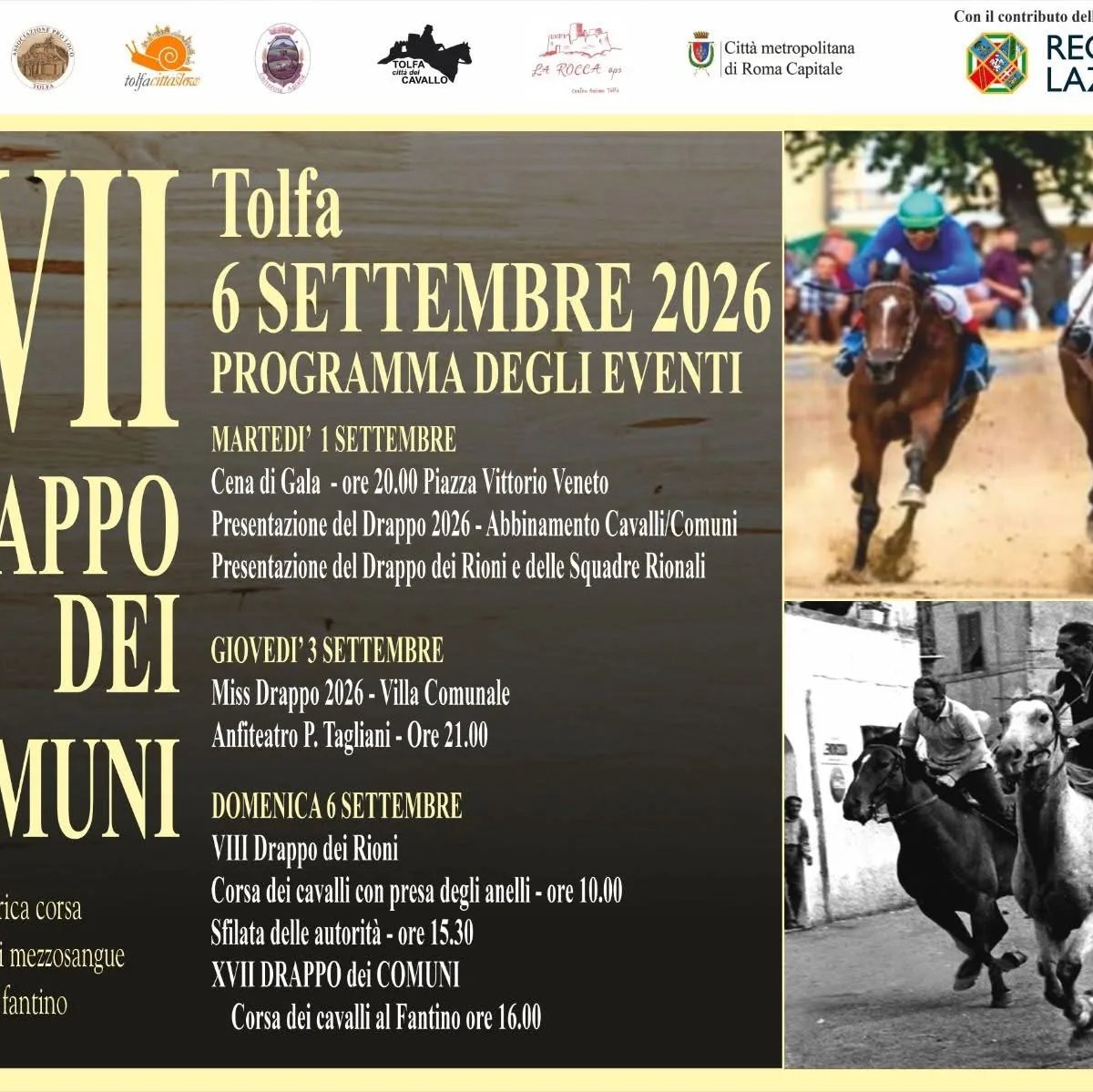 Locandina calendario eventi settembre 2026 a Tolfa (Roma)