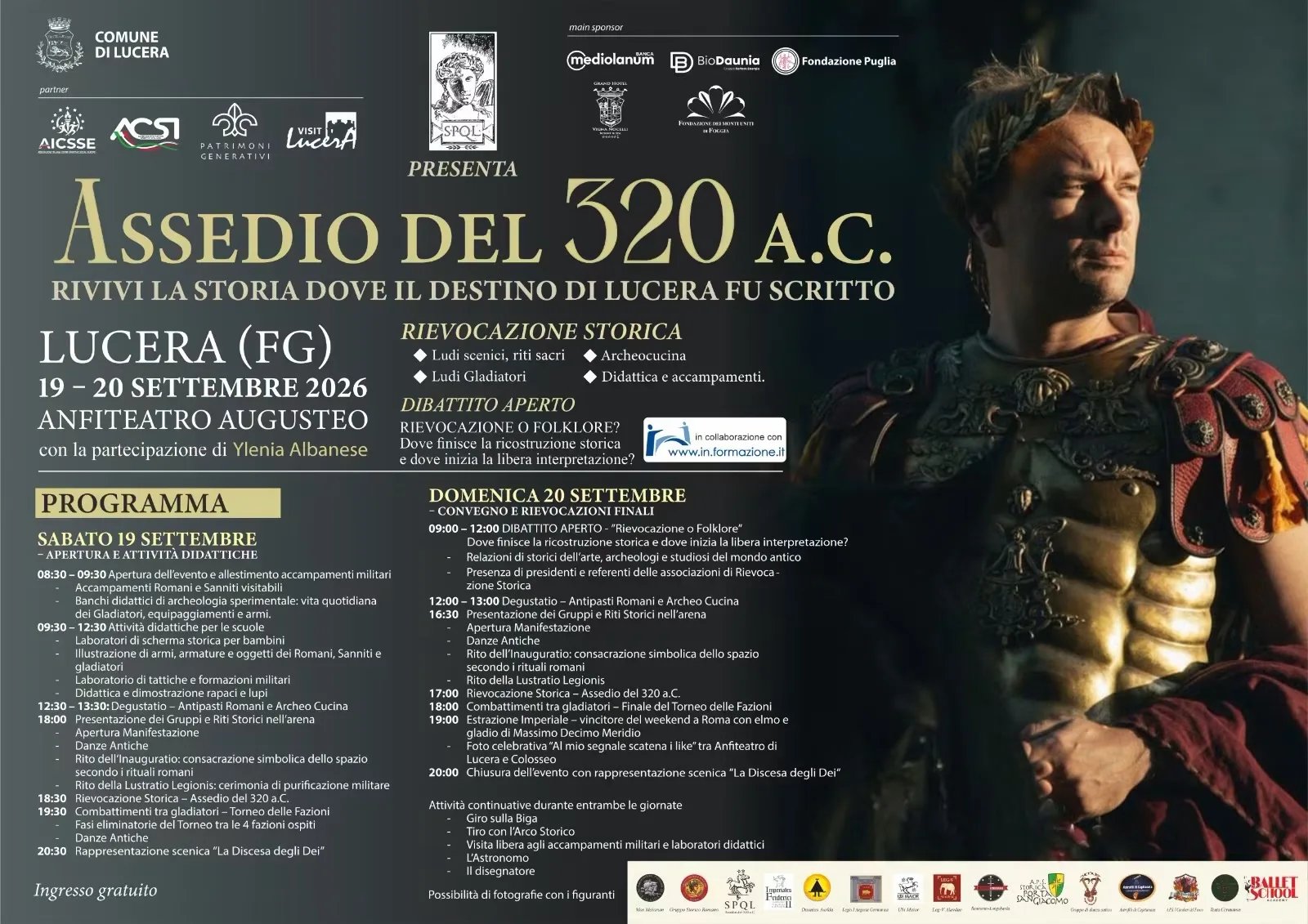 Locandina Assedio del 320 a.C. 2026 a Lucera (Foggia)