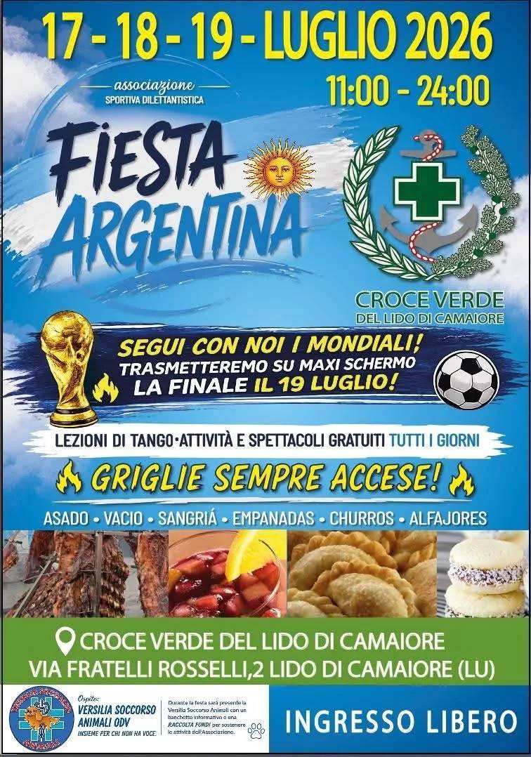 Locandina Fiesta Argentina 2026 a Camaiore (Lucca)