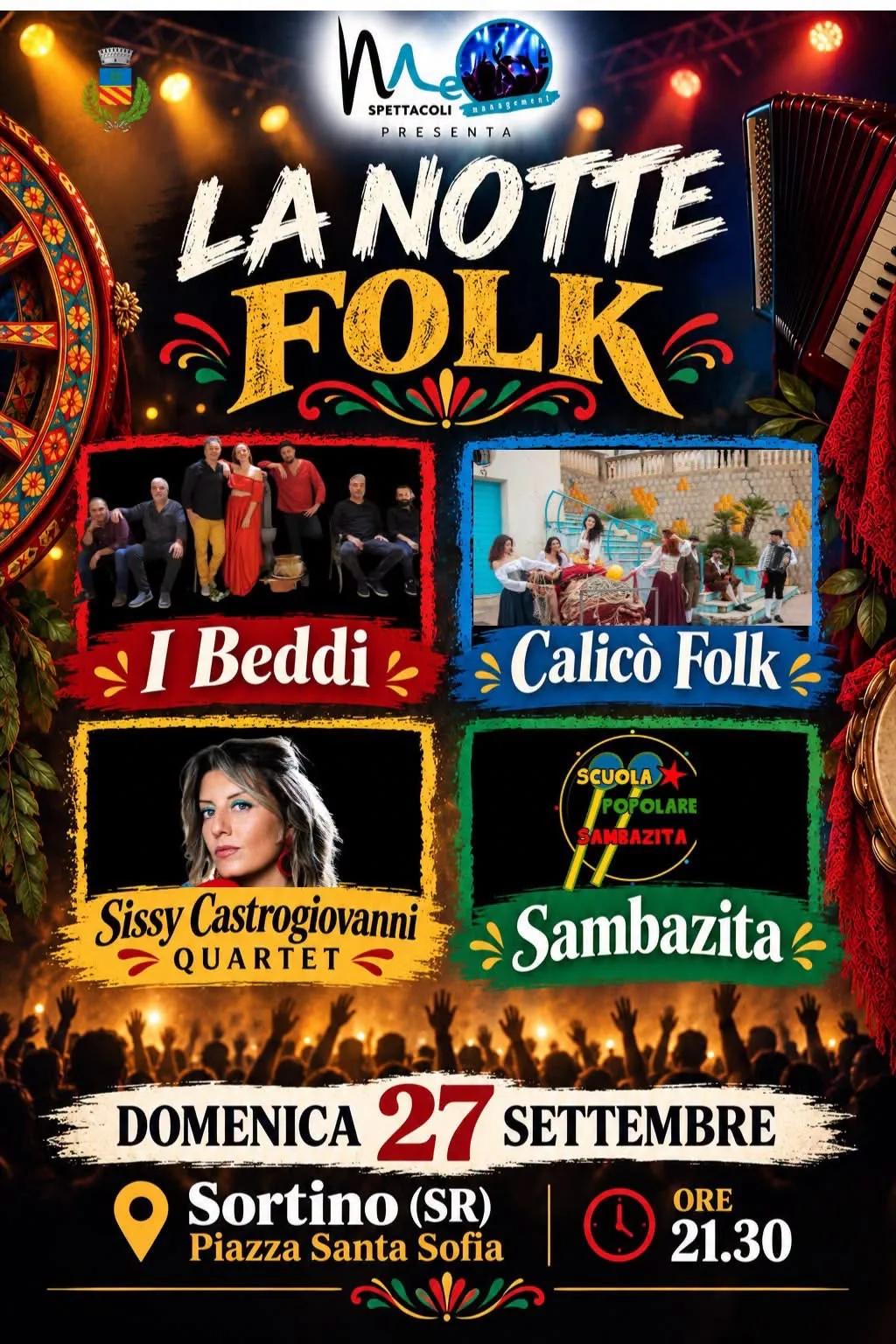 Locandina La Notte Folk 2026 a Sortino (Siracusa)