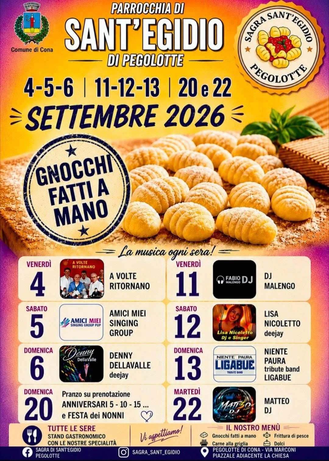 Locandina Sagra di Sant'Egidio 2026 a Cona (Venezia)
