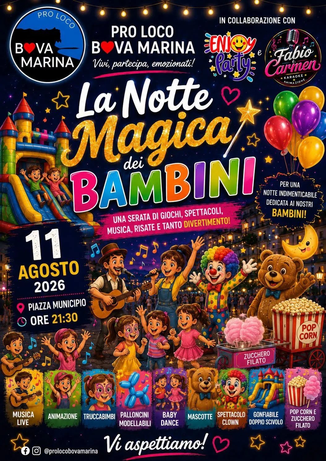 Locandina La Notte Magica dei Bambini 2026 a Bova Marina (Reggio calabria)