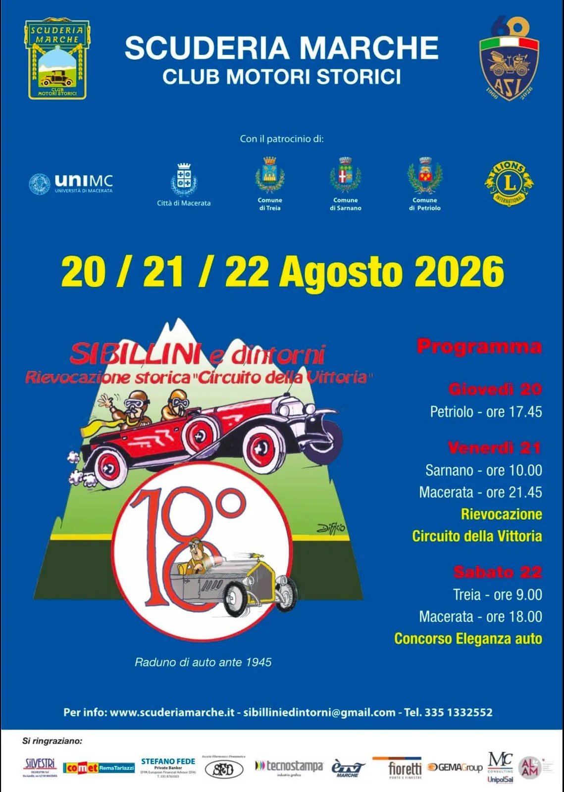 Locandina calendario eventi agosto 2026 a Petriolo (Macerata)