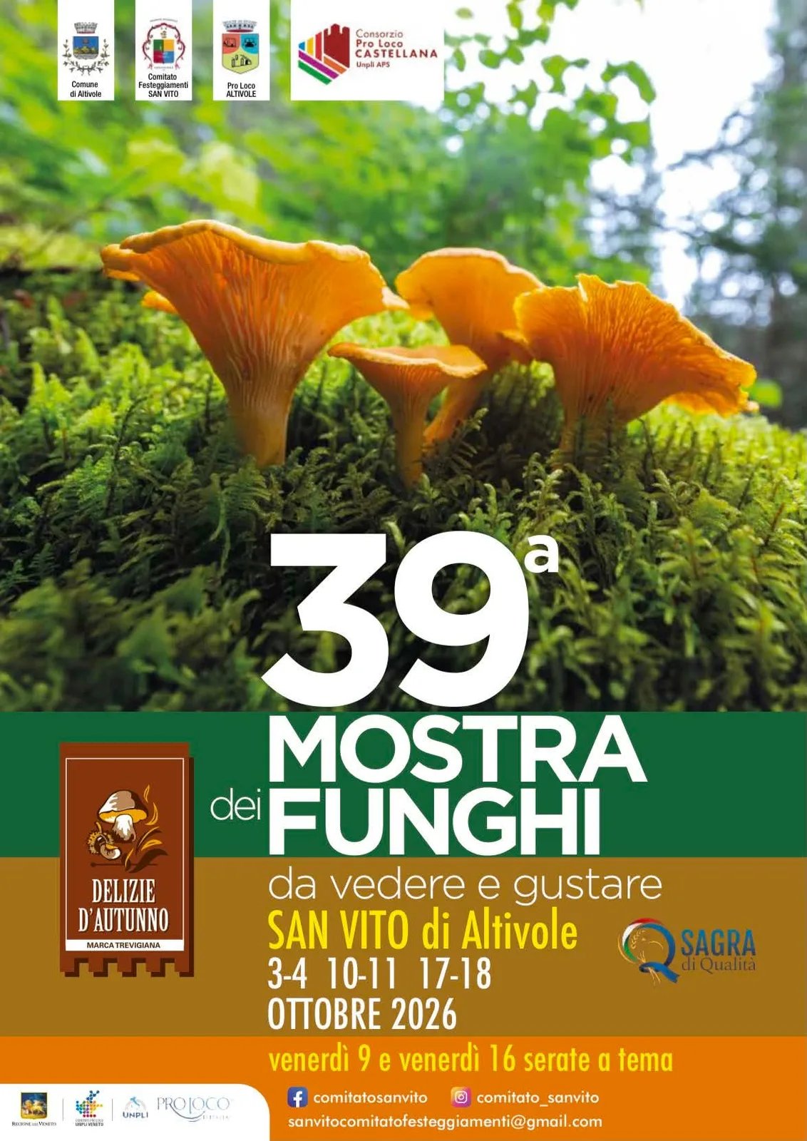 Locandina 39ª Mostra dei Funghi 2026 a Altivole (Treviso)