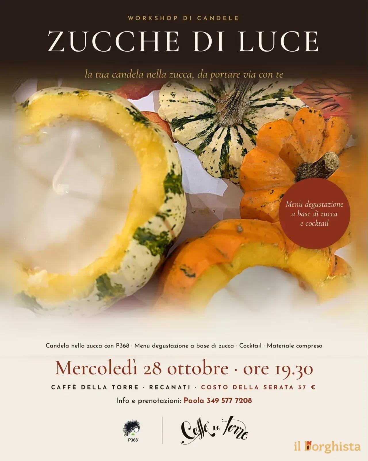 Locandina Workshop di Candele Zucche di Luce 2026 a Recanati (Macerata)
