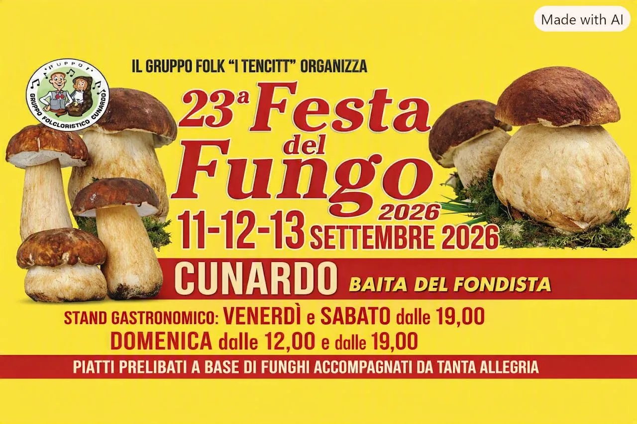 Locandina 23ª Festa del Fungo 2026 a Cunardo (Varese)