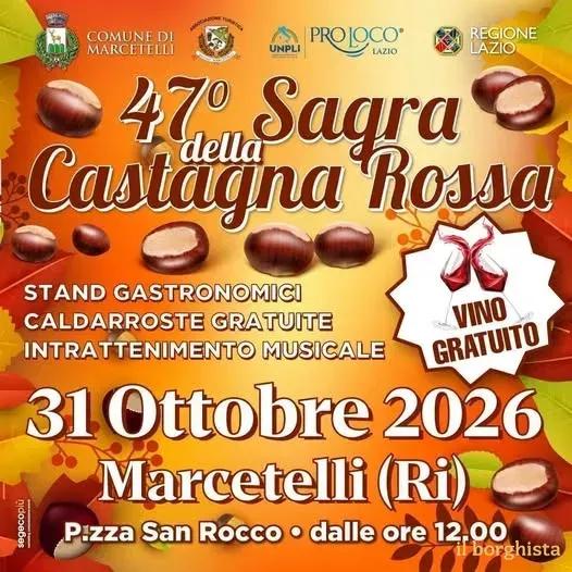 Locandina 47° Sagra della Castagna Rossa 2026 a Marcetelli (Rieti)