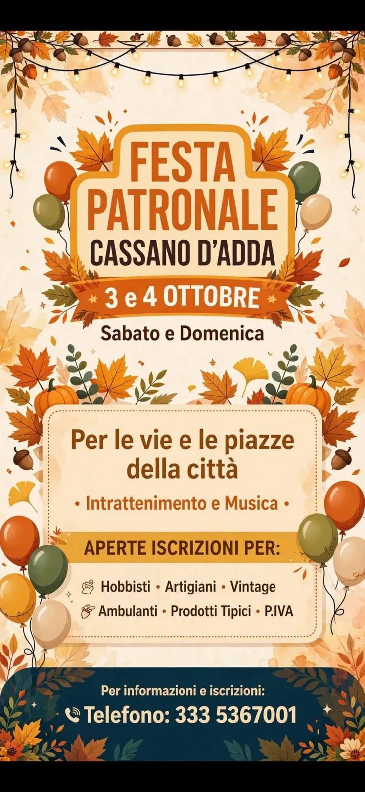 Locandina Festa Patronale Cassano d'Adda 2026 a Cassano d'Adda (Milano)