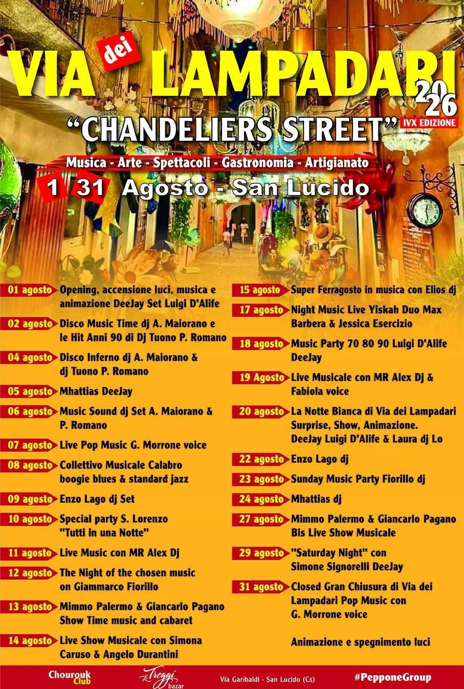 Locandina calendario eventi agosto 2026 a San Lucido (Cosenza)