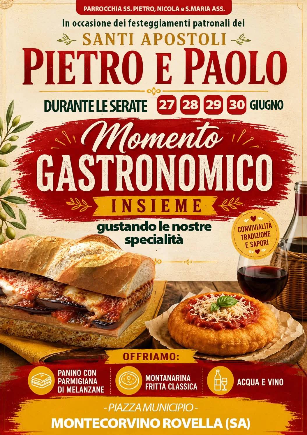 Locandina Festeggiamenti Patronali Santi Apostoli Pietro e Paolo 2026 a Montecorvino Rovella (Salerno)