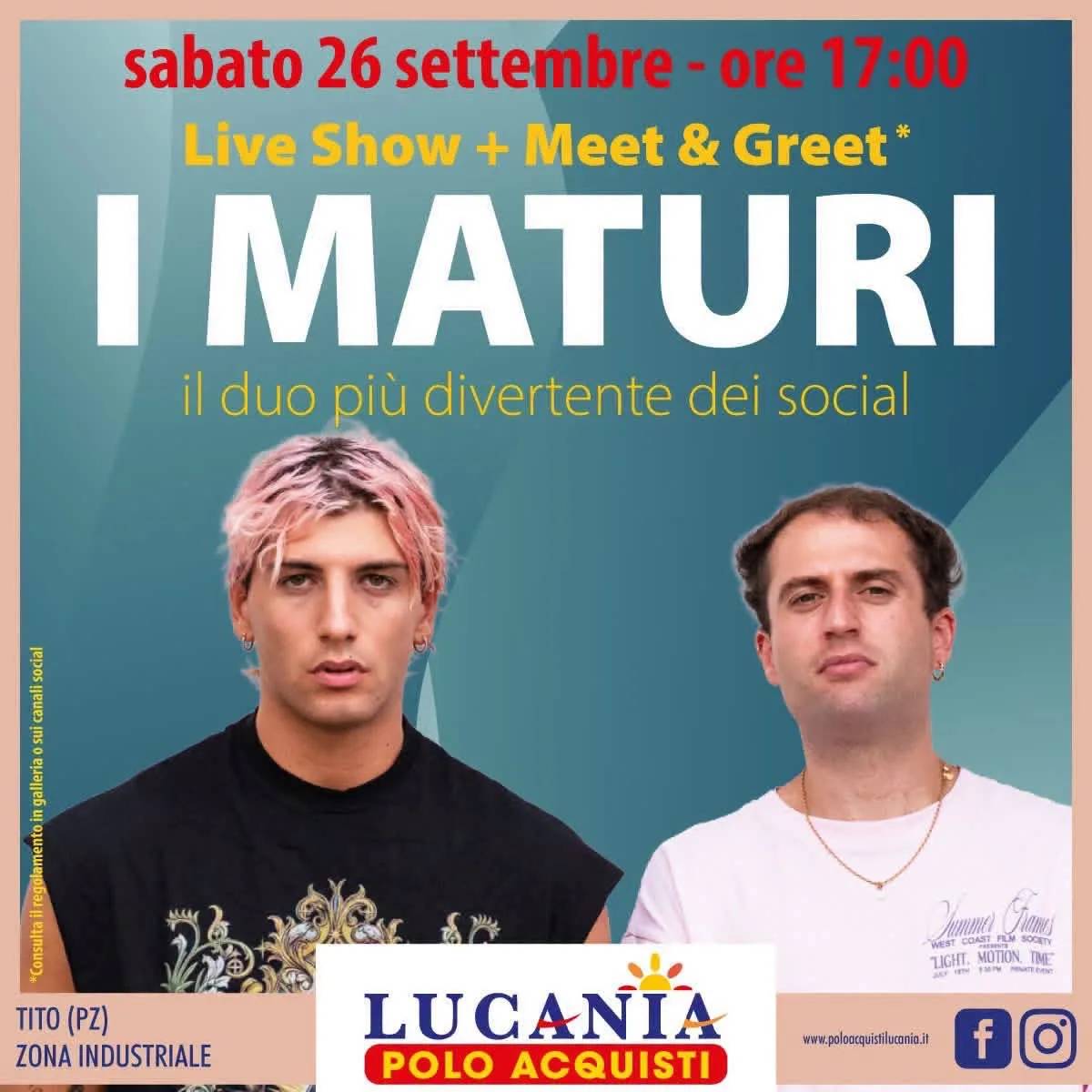 Locandina I Maturi Live Show + Meet & Greet 2026 a Tito (Potenza)
