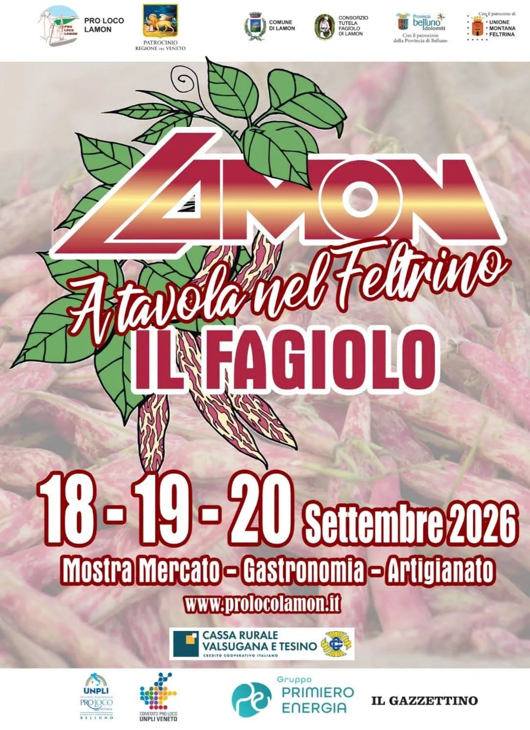 Locandina A tavola nel Feltrino - Il Fagiolo 2026 a Lamon (Belluno)