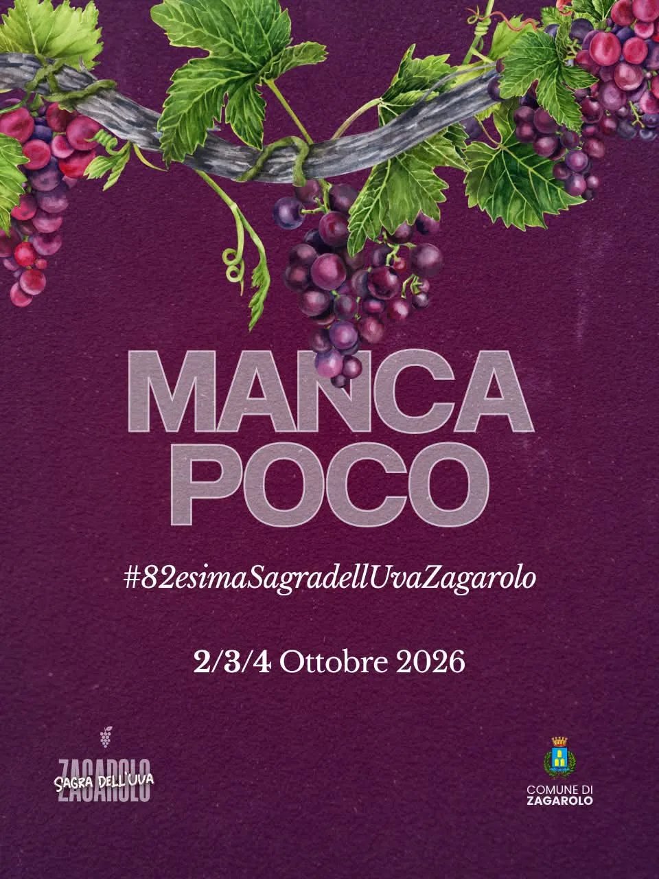 Locandina 82ª Sagra dell'Uva Zagarolo 2026 a Zagarolo (Roma)
