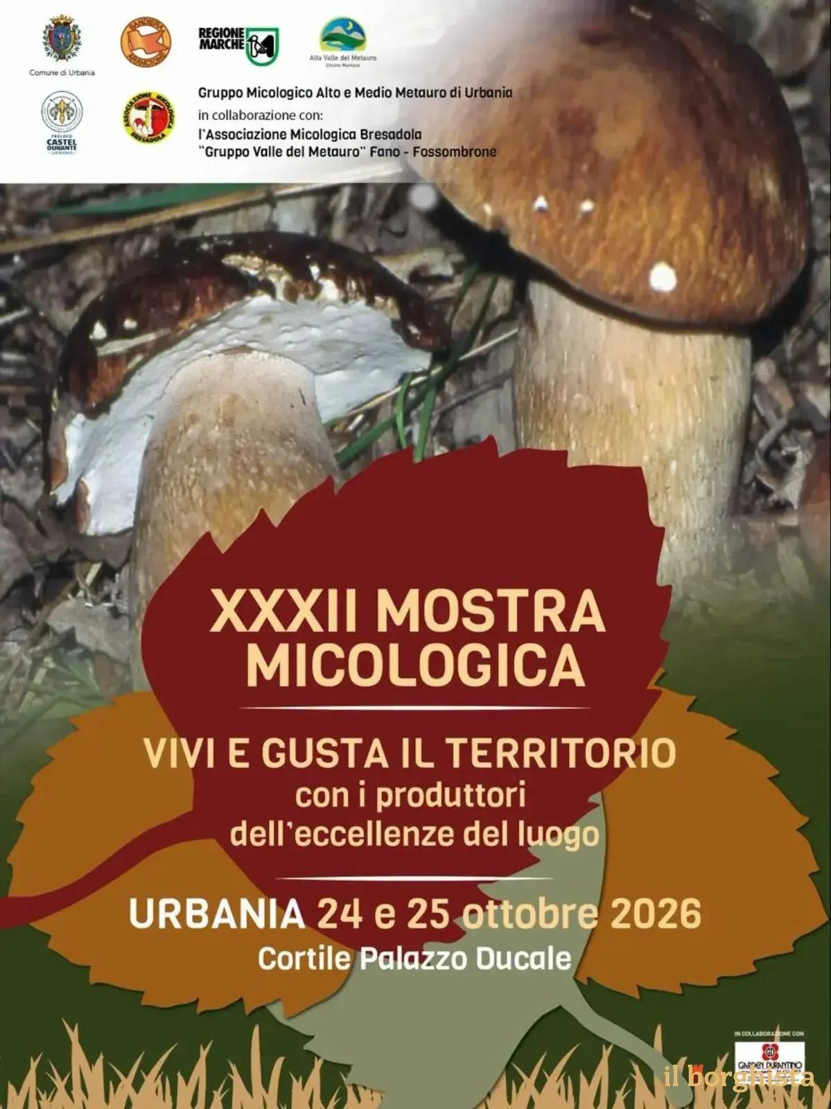 Locandina 32ª Mostra Micologica 2026 a Urbania (Pesaro e Urbino)
