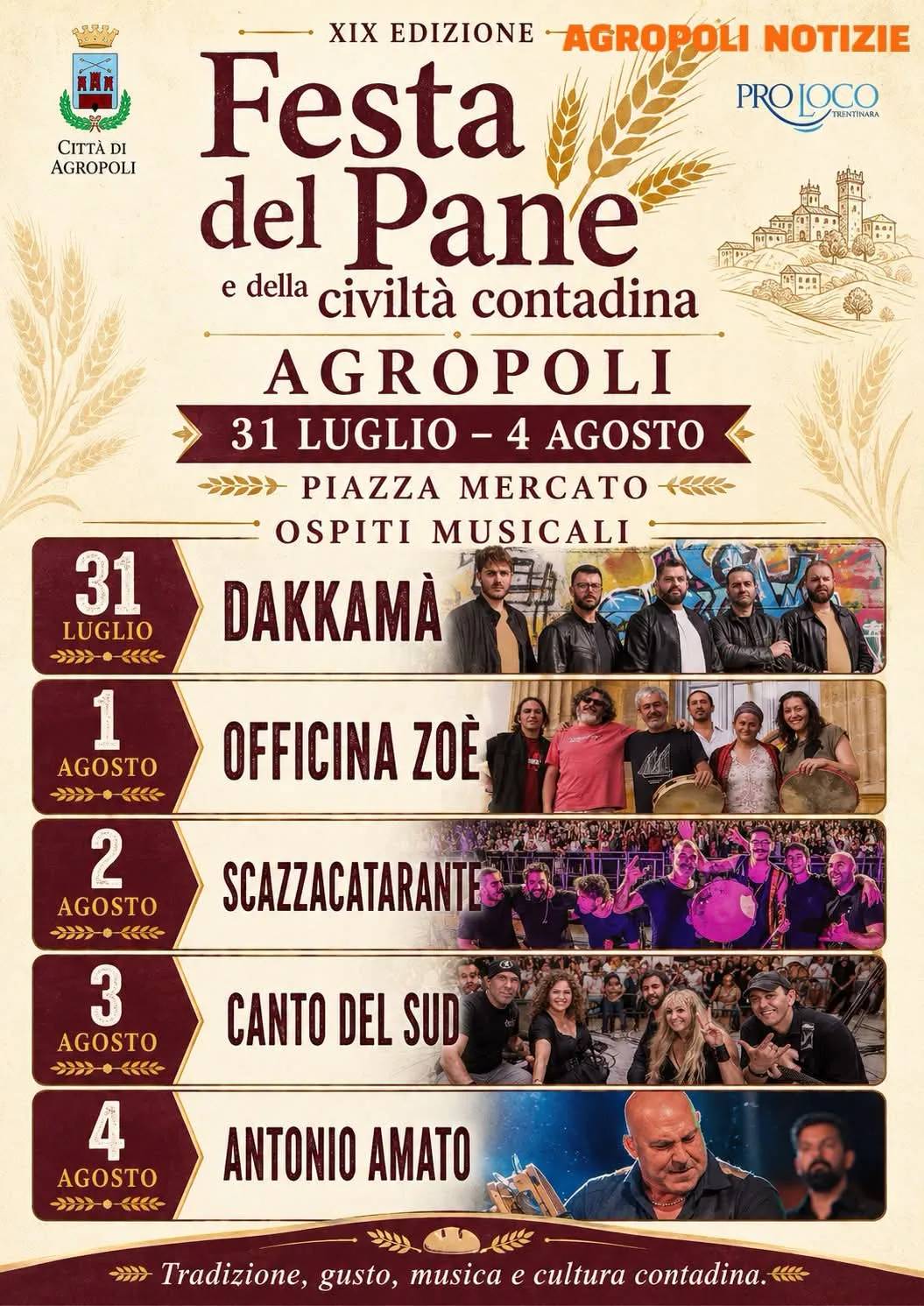 Locandina Festa del Pane e della civiltà contadina 2026 a Agropoli (Salerno)