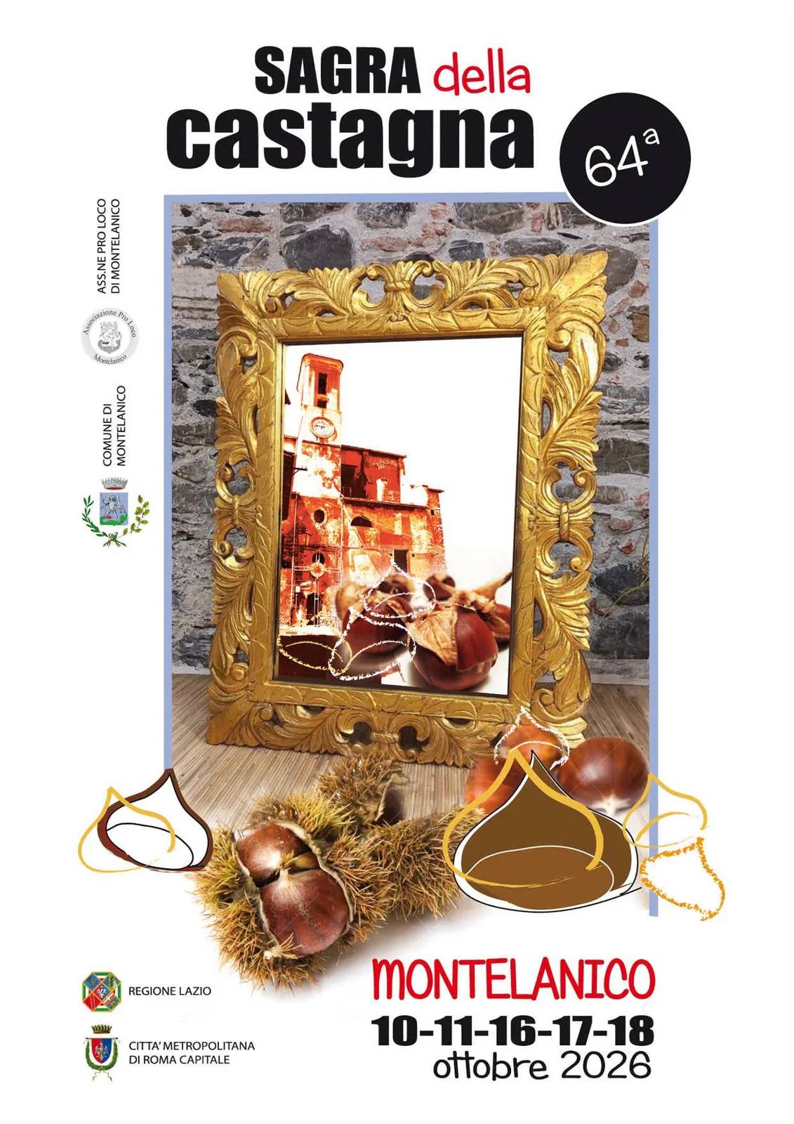 Locandina 64ª Sagra della Castagna 2026 a Montelanico (Roma)