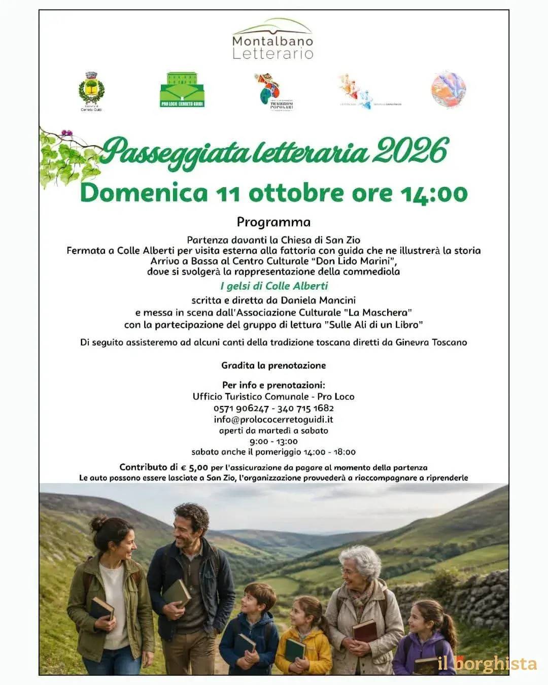 Locandina Passeggiata letteraria 2026 a Cerreto Guidi (Firenze)