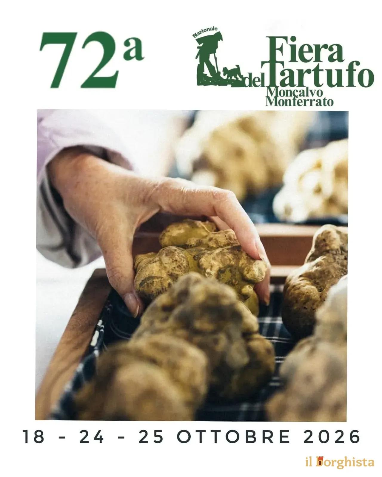 Locandina 72ª Fiera Nazionale del Tartufo Moncalvo Monferrato 2026 a Moncalvo (Asti)