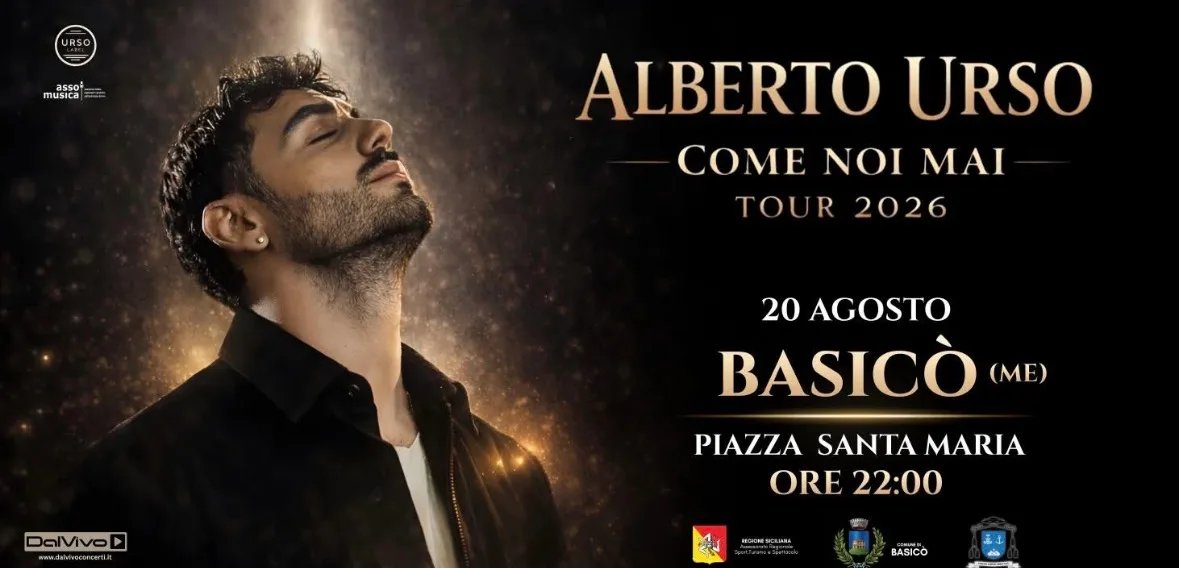 Locandina Alberto Urso — Come Noi Mai Tour 2026 a Basicò (Messina)