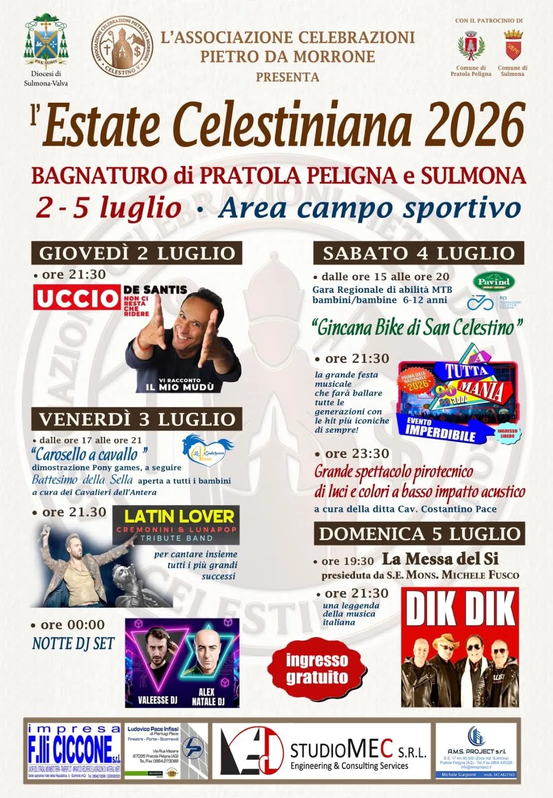 Locandina Estate Celestiniana 2026 a Pratola Peligna (L'aquila)