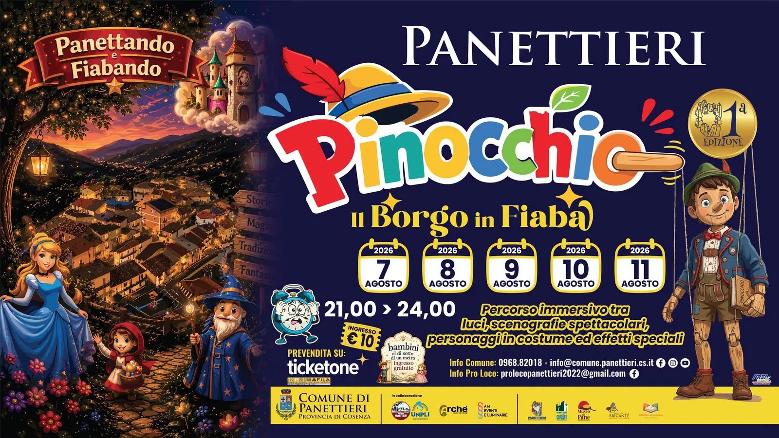 Locandina 1ª Edizione Panettieri Pinocchio Il Borgo in Fiaba 2026 a Panettieri (Cosenza)