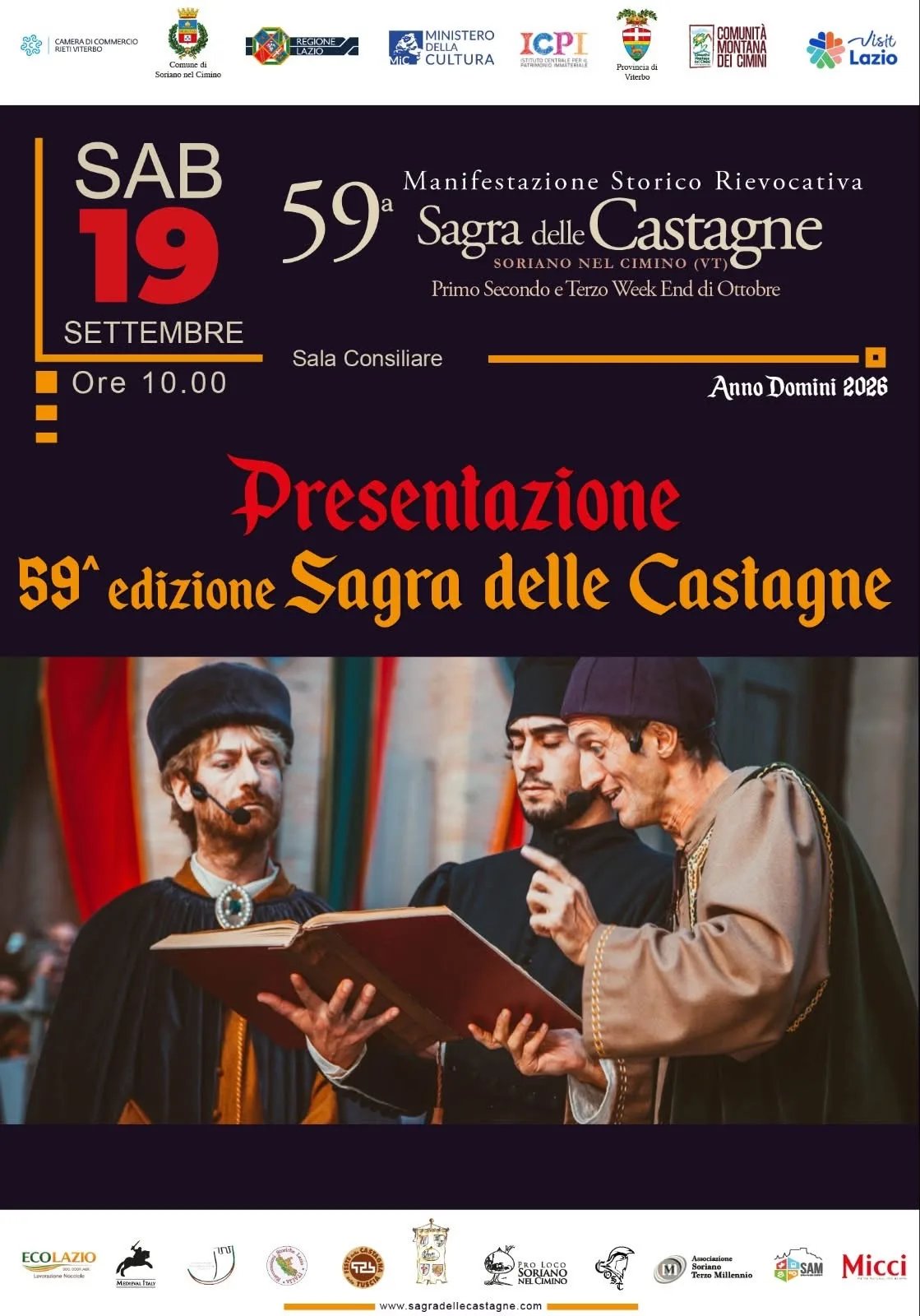 Locandina calendario eventi settembre 2026 a Soriano nel Cimino (Viterbo)