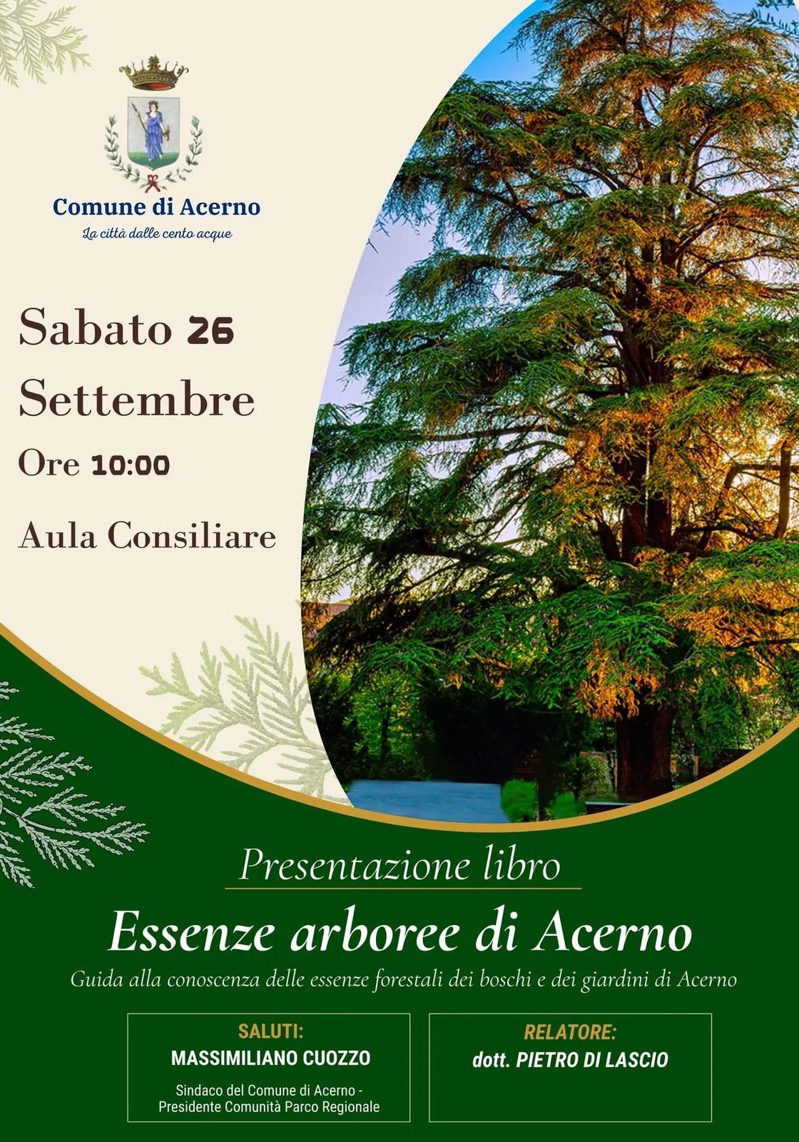 Locandina Presentazione libro Essenze arboree di Acerno 2026 a Acerno (Salerno)